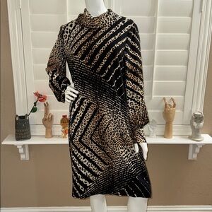 Per Se Cheetah Print Silk Dress